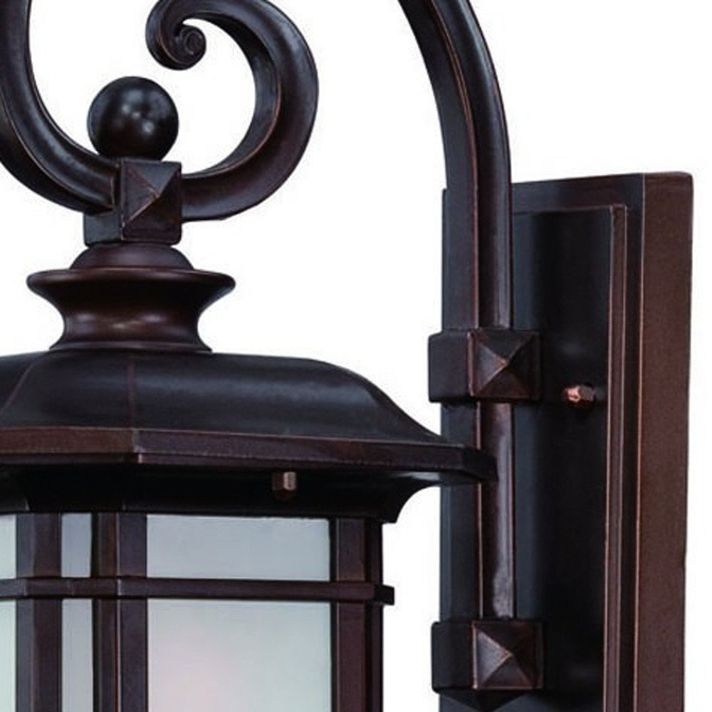 Antique Bronze Frosted Linen Glass Lantern Wall Light HomeRoots