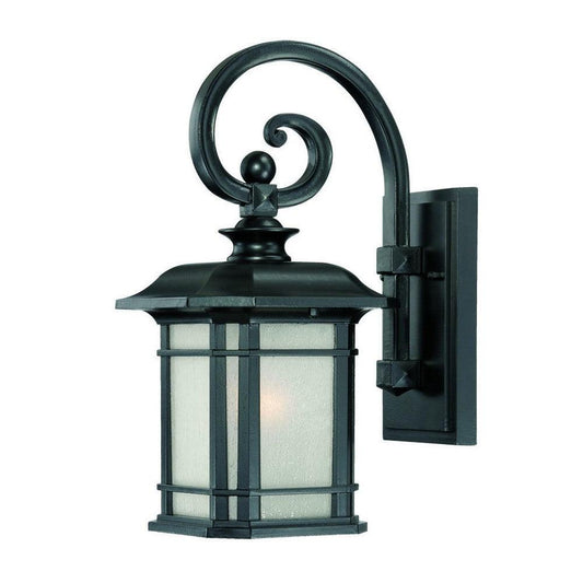 Matte Black Frosted Linen Glass Lantern Wall Light - FurniFindUSA