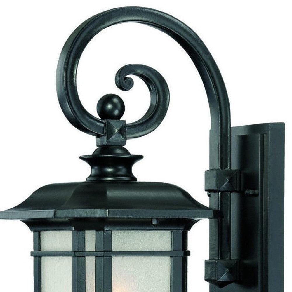 Matte Black Frosted Linen Glass Lantern Wall Light - FurniFindUSA