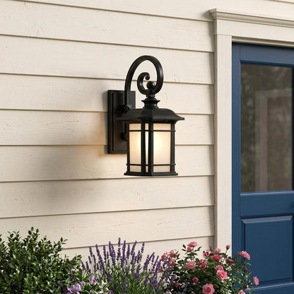 Matte Black Frosted Linen Glass Lantern Wall Light HomeRoots