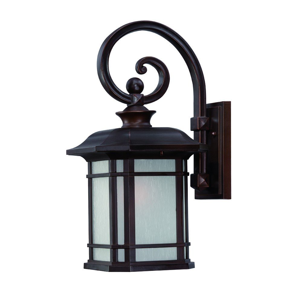 XL Antique Bronze Frosted Linen Glass Lantern Wall Light HomeRoots