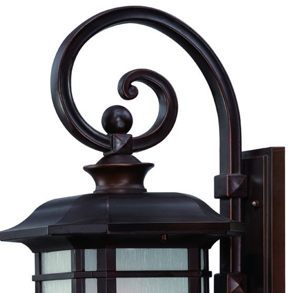 XL Antique Bronze Frosted Linen Glass Lantern Wall Light HomeRoots