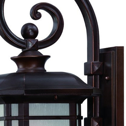 XL Antique Bronze Frosted Linen Glass Lantern Wall Light HomeRoots