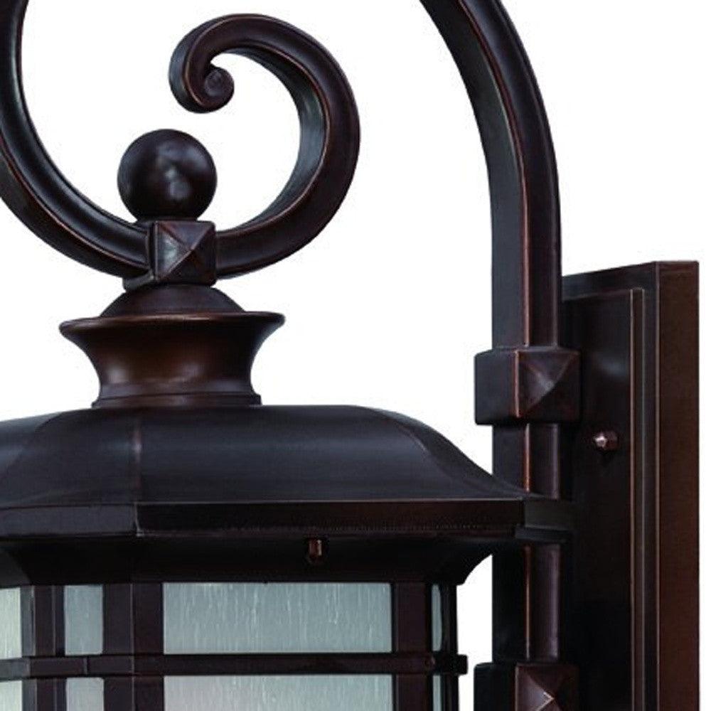 XL Antique Bronze Frosted Linen Glass Lantern Wall Light - FurniFindUSA