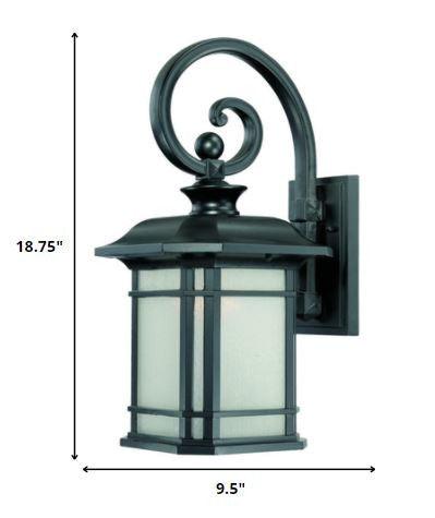 XL Matte Black Frosted Linen Glass Lantern Wall Light - FurniFindUSA