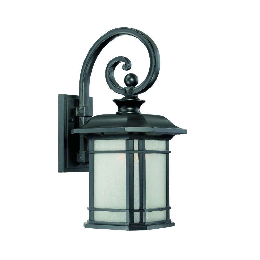 XL Matte Black Frosted Linen Glass Lantern Wall Light HomeRoots