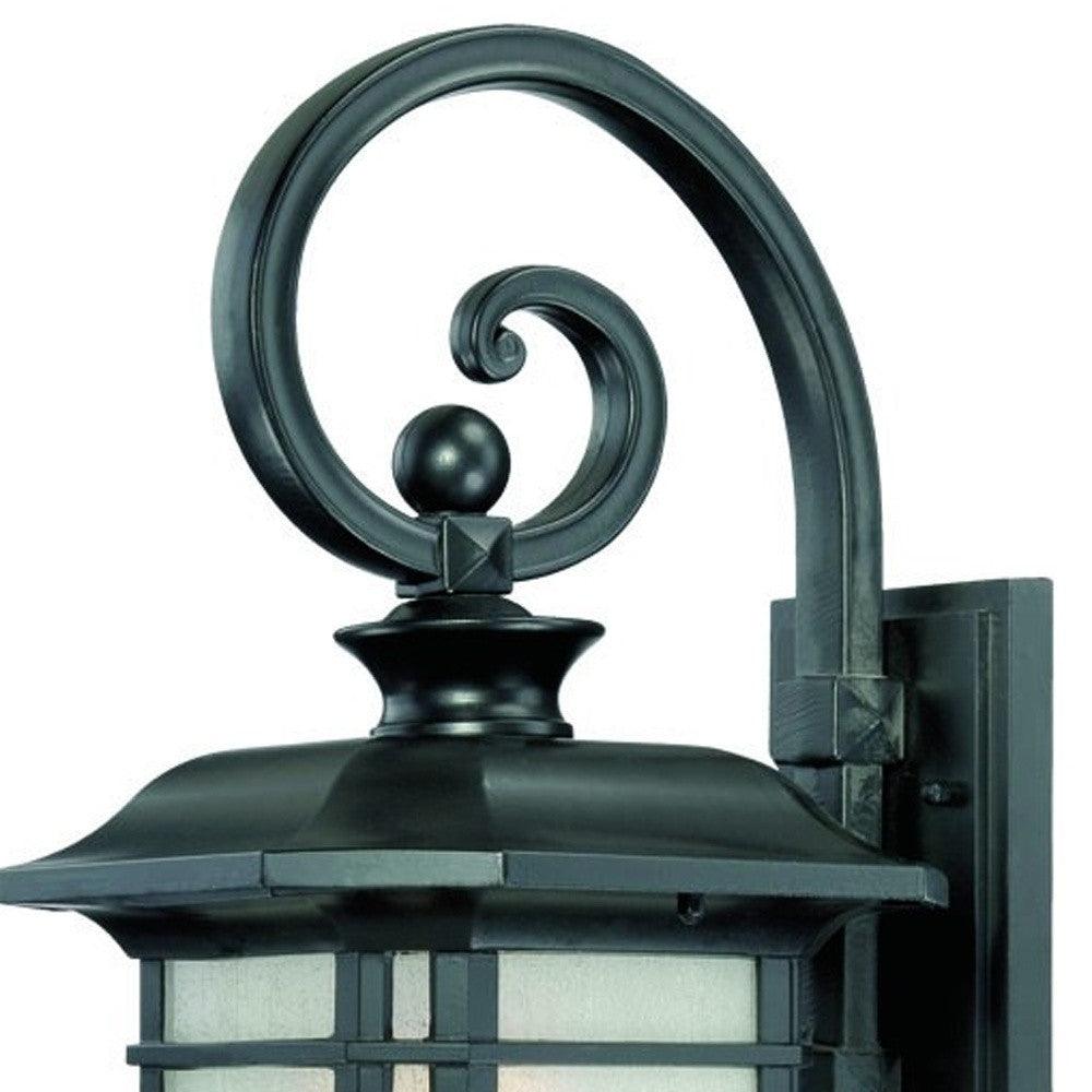 XL Matte Black Frosted Linen Glass Lantern Wall Light - FurniFindUSA