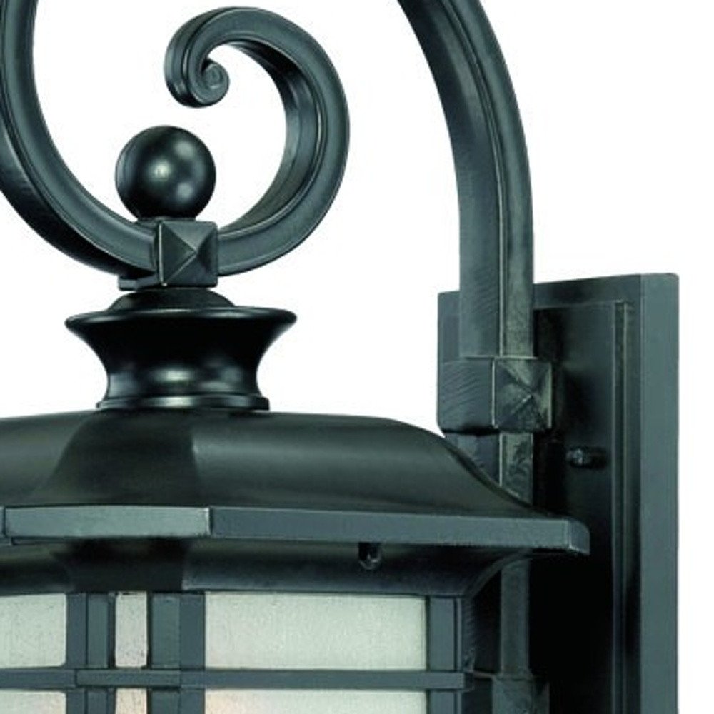 XL Matte Black Frosted Linen Glass Lantern Wall Light HomeRoots