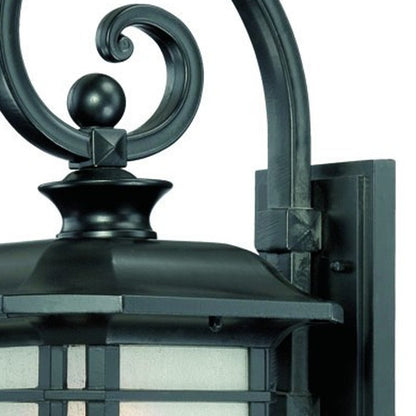 XL Matte Black Frosted Linen Glass Lantern Wall Light HomeRoots