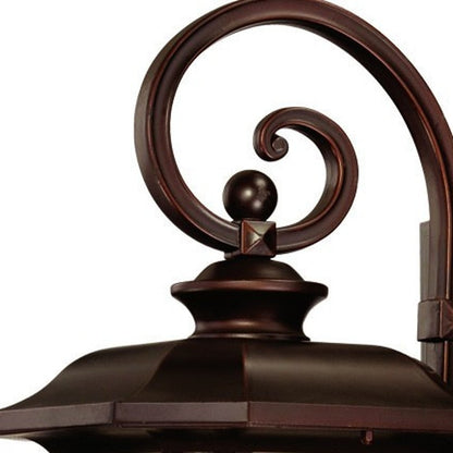 Antiqued Bronze And Clear Frosted Dimmable Outdoor Hanging Light With Antiqued Bronze And Clear Shades HomeRoots