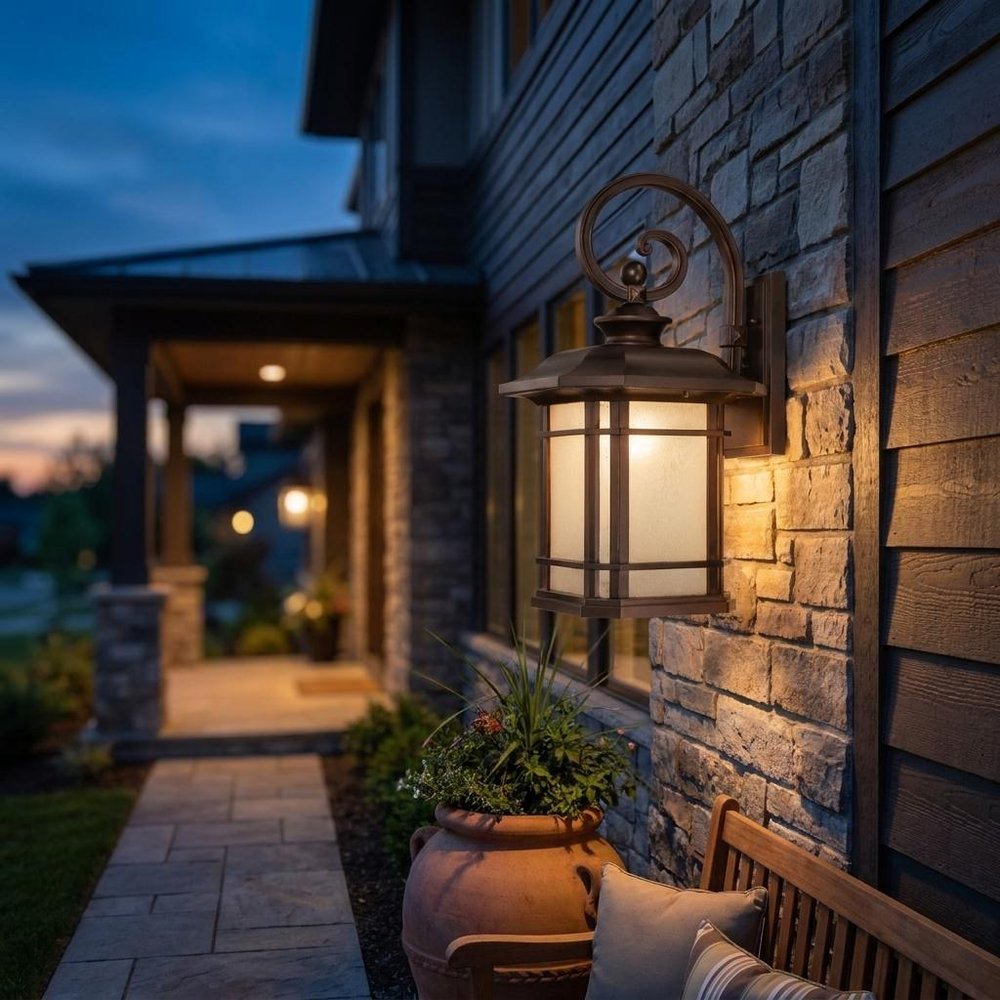 Antiqued Bronze And Clear Frosted Dimmable Outdoor Hanging Light With Antiqued Bronze And Clear Shades HomeRoots