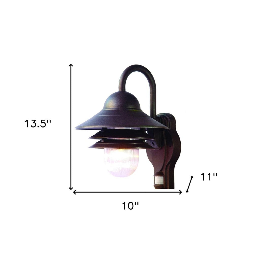 Antiqued Bronze Motion Sensor Outdoor Wall Light HomeRoots