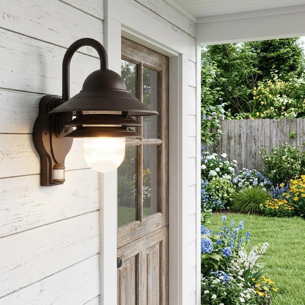 Antiqued Bronze Motion Sensor Outdoor Wall Light HomeRoots