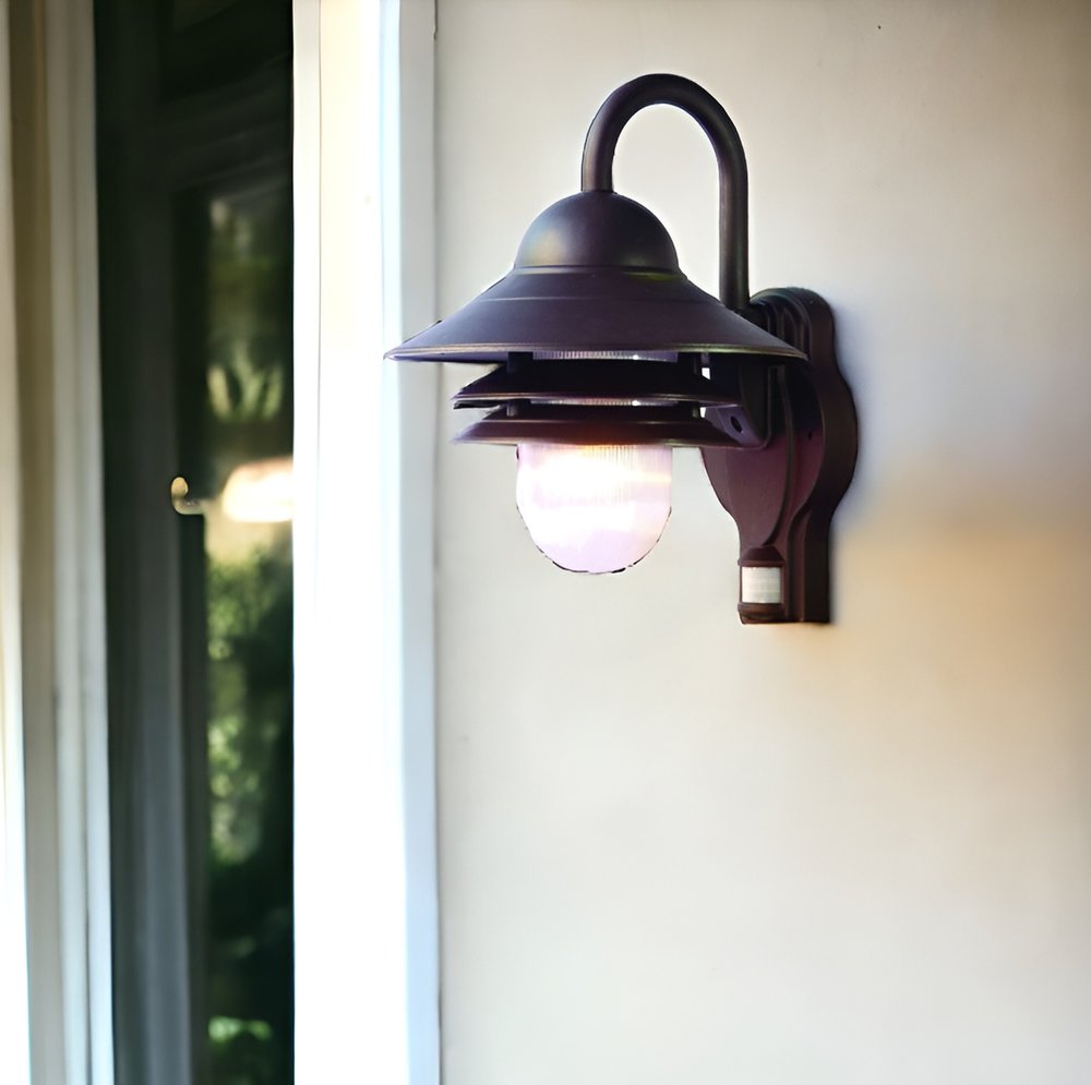 Antiqued Bronze Motion Sensor Outdoor Wall Light HomeRoots