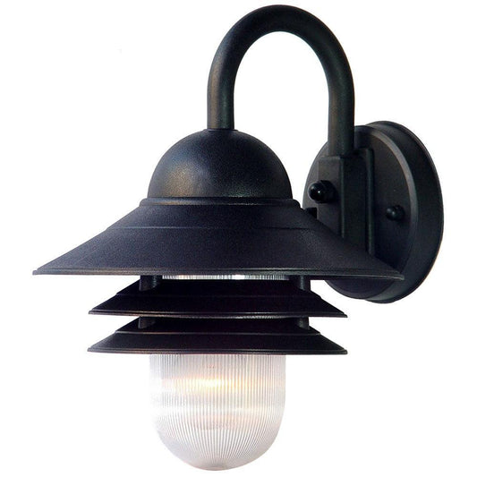 Matte Black Three Tier Lamp Shade Outdoor Wall Light - FurniFindUSA