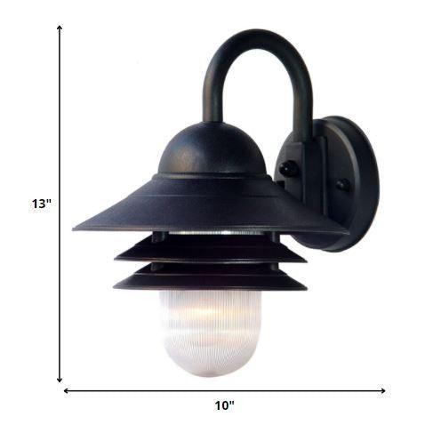 Matte Black Three Tier Lamp Shade Outdoor Wall Light - FurniFindUSA