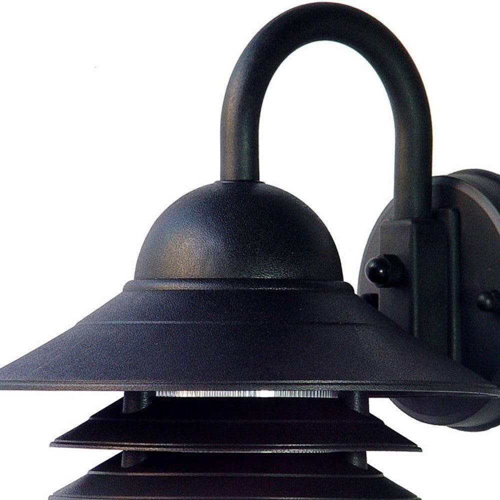 Matte Black Three Tier Lamp Shade Outdoor Wall Light - FurniFindUSA