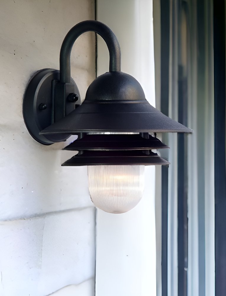 Matte Black Three Tier Lamp Shade Outdoor Wall Light HomeRoots