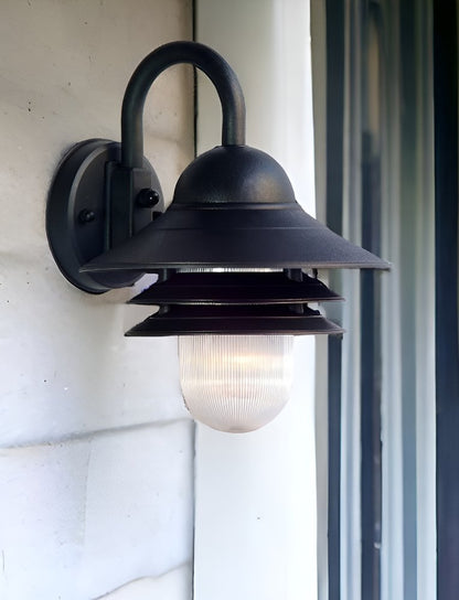 Matte Black Three Tier Lamp Shade Outdoor Wall Light HomeRoots