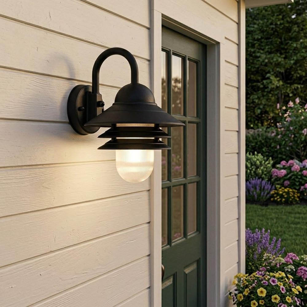 Matte Black Three Tier Lamp Shade Outdoor Wall Light HomeRoots