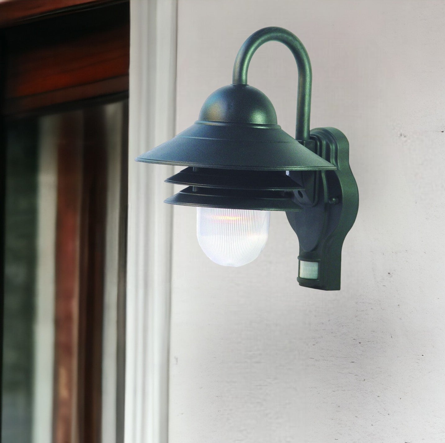 Matte Black Motion Sensor Outdoor Wall Light