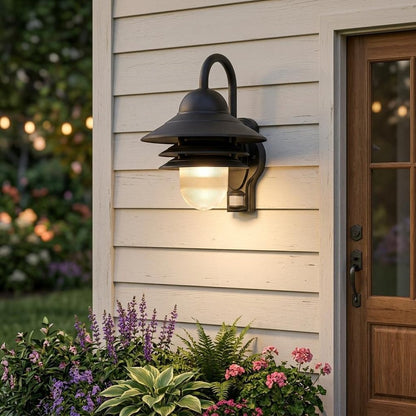 Matte Black Motion Sensor Outdoor Wall Light HomeRoots