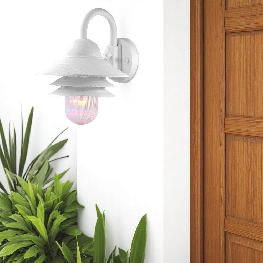 White Three Tier Lamp Shade Outdoor Wall Light HomeRoots