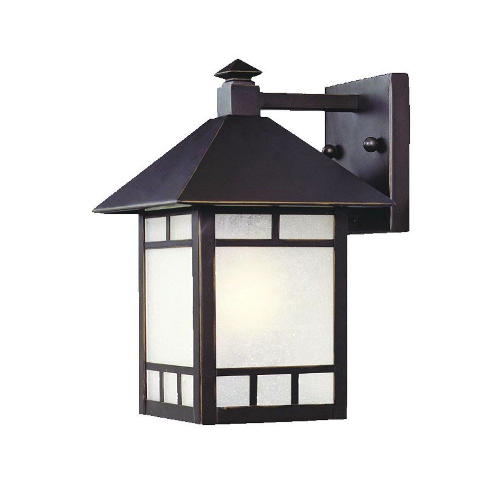 Petite Antique Bronze Frosted Glass Lantern Wall Light HomeRoots
