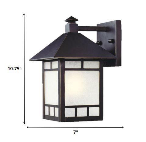 Petite Antique Bronze Frosted Glass Lantern Wall Light - FurniFindUSA