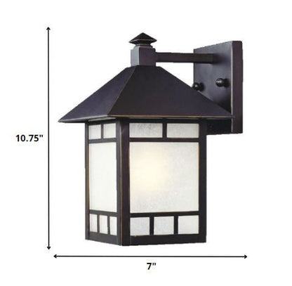 Petite Antique Bronze Frosted Glass Lantern Wall Light HomeRoots