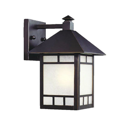 Petite Antique Bronze Frosted Glass Lantern Wall Light HomeRoots
