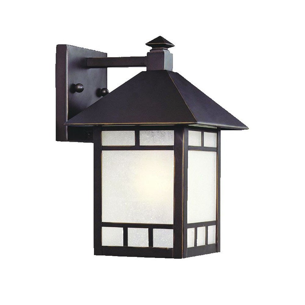 Petite Antique Bronze Frosted Glass Lantern Wall Light HomeRoots