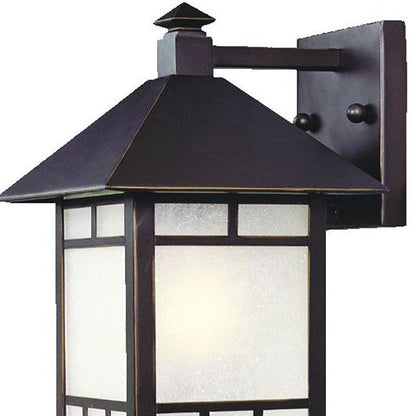 Petite Antique Bronze Frosted Glass Lantern Wall Light HomeRoots