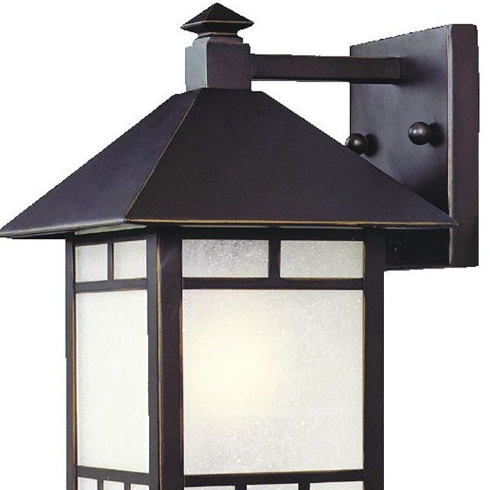 Petite Antique Bronze Frosted Glass Lantern Wall Light HomeRoots