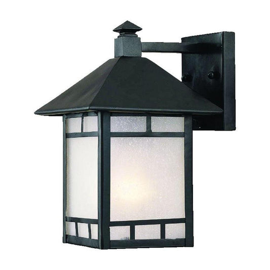 Petite Matte Black Frosted Glass Lantern Wall Light - FurniFindUSA