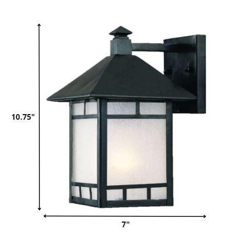 Petite Matte Black Frosted Glass Lantern Wall Light - FurniFindUSA