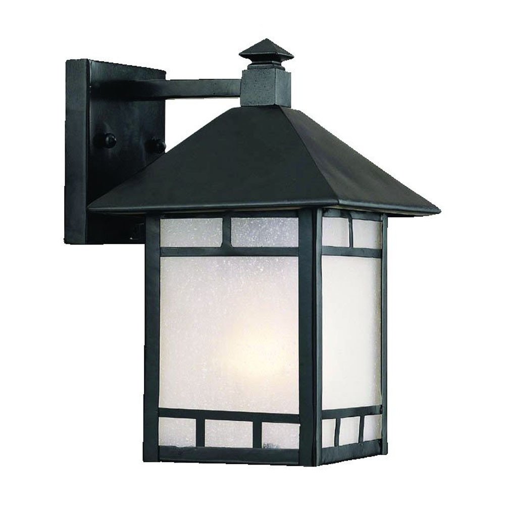 Petite Matte Black Frosted Glass Lantern Wall Light — view 3