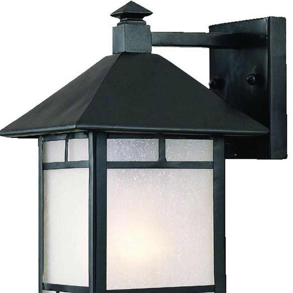 Petite Matte Black Frosted Glass Lantern Wall Light - FurniFindUSA