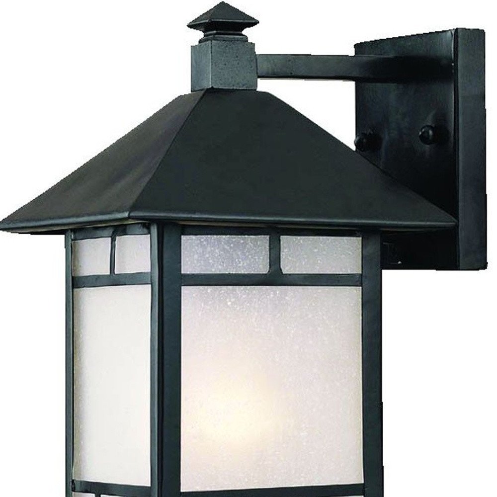 Petite Matte Black Frosted Glass Lantern Wall Light — view 4
