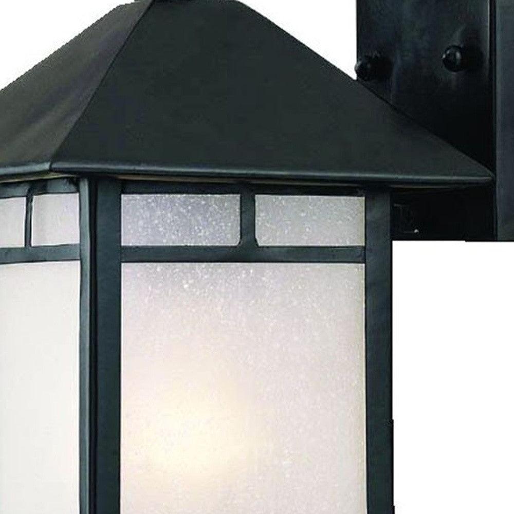 Petite Matte Black Frosted Glass Lantern Wall Light - FurniFindUSA