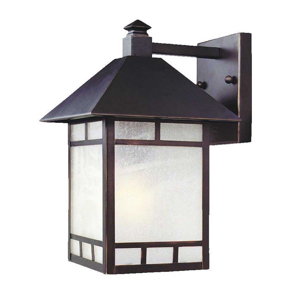 Antique Bronze Frosted Glass Lantern Wall Light HomeRoots