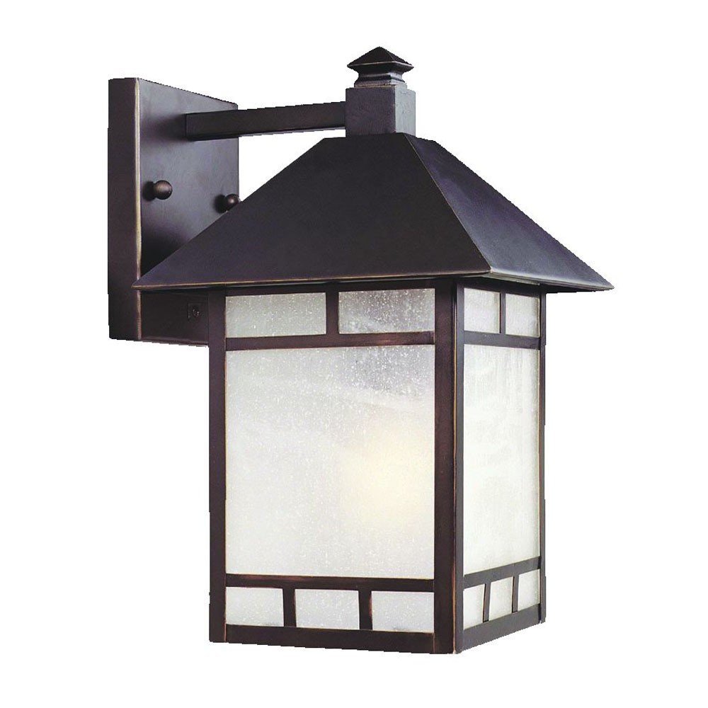 Antique Bronze Frosted Glass Lantern Wall Light HomeRoots