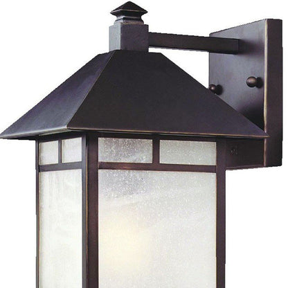 Antique Bronze Frosted Glass Lantern Wall Light HomeRoots