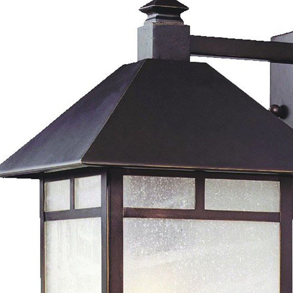 Antique Bronze Frosted Glass Lantern Wall Light HomeRoots