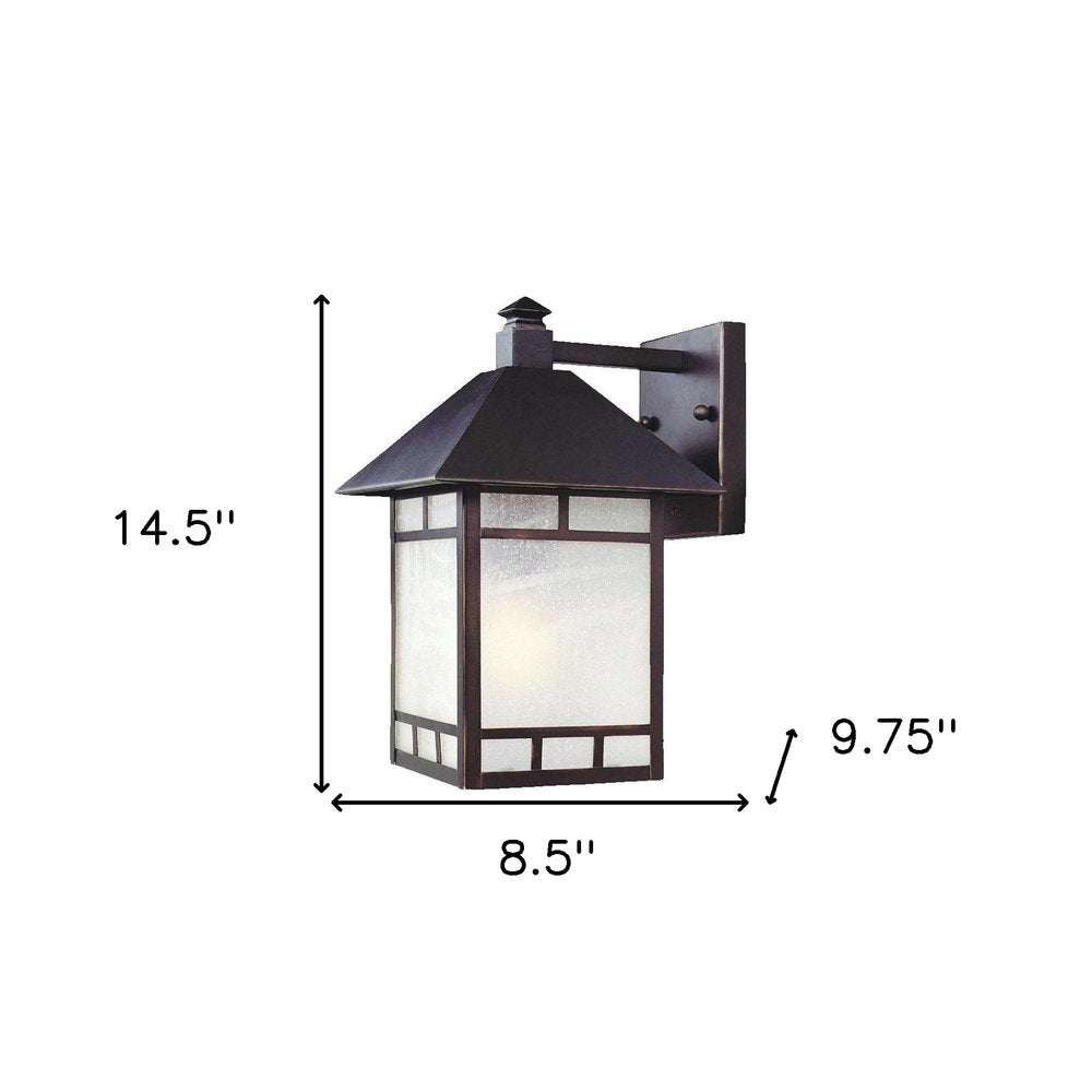 Antique Bronze Frosted Glass Lantern Wall Light HomeRoots