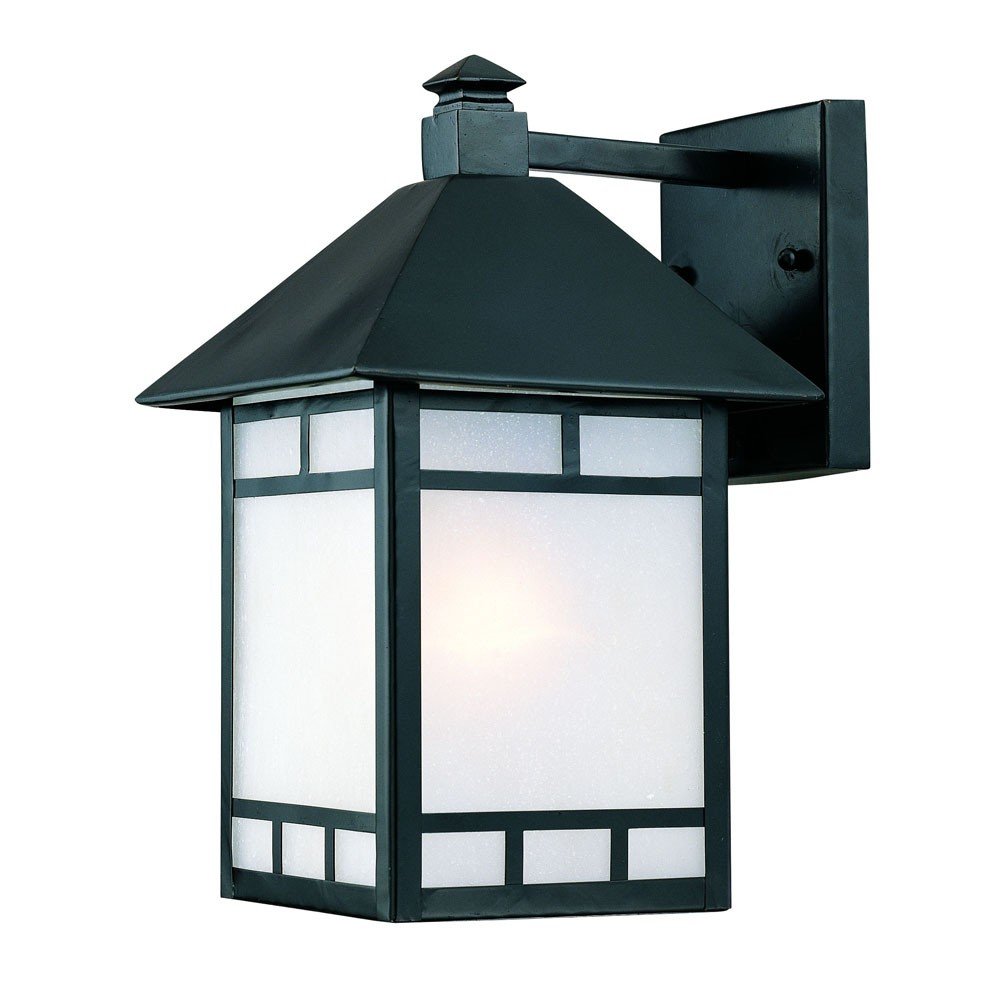 Matte Black Frosted Glass Lantern Wall Light — view 1