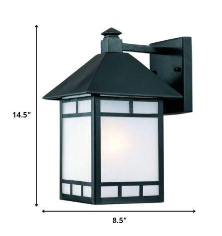 Matte Black Frosted Glass Lantern Wall Light - FurniFindUSA