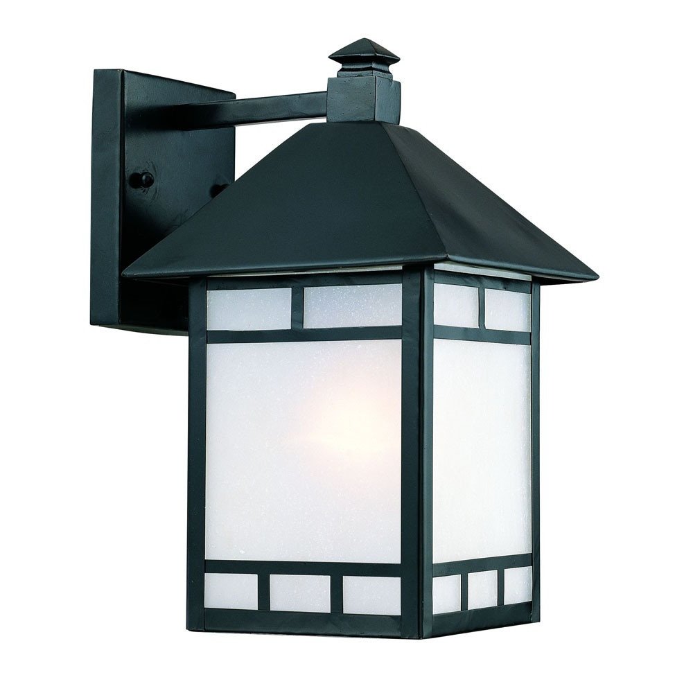 Matte Black Frosted Glass Lantern Wall Light — view 3