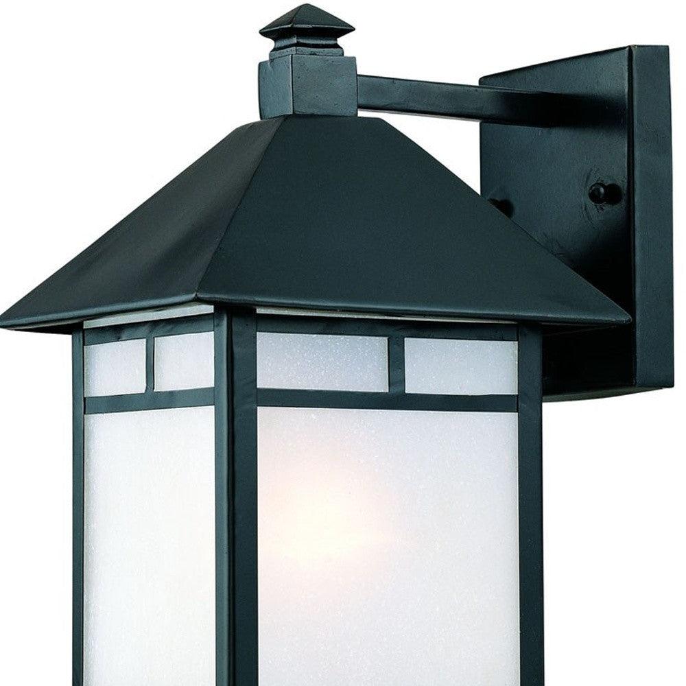 Matte Black Frosted Glass Lantern Wall Light - FurniFindUSA