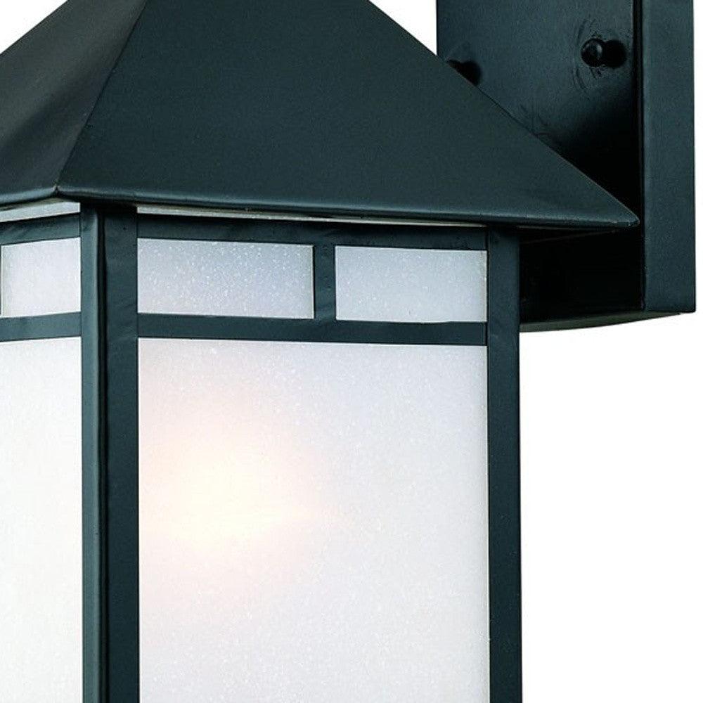 Matte Black Frosted Glass Lantern Wall Light - FurniFindUSA